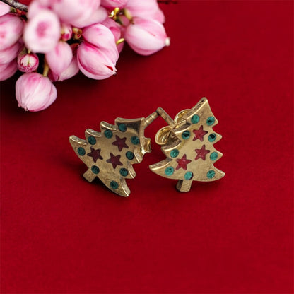 Çam ağacı Mercan & Malahit küpe