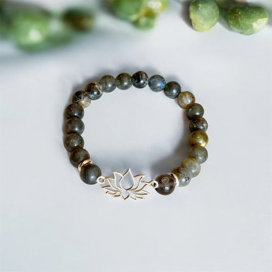 Lotus Gümüş Labradorit bileklik