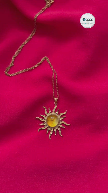 Güneş kehribar kolye